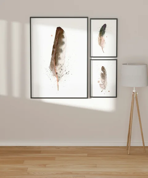 Image of a feather watercolor painting by Shayna Larsen, originals & prints available