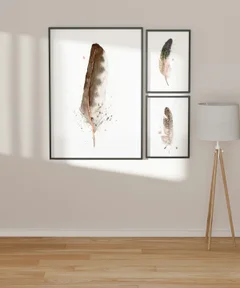 Image of a feather watercolor painting by Shayna Larsen, originals & prints available