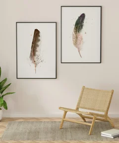 Image of a feather watercolor painting by Shayna Larsen, originals & prints available