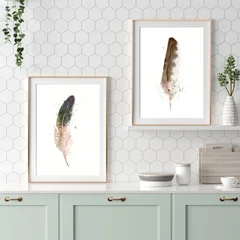 Image of a feather watercolor painting by Shayna Larsen, originals & prints available