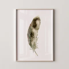 Image of a feather watercolor painting by Shayna Larsen, originals & prints available