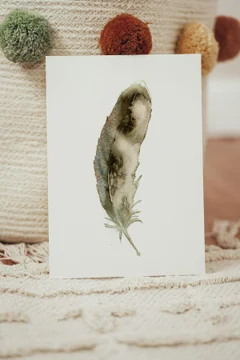 Image of a feather watercolor painting by Shayna Larsen, originals & prints available