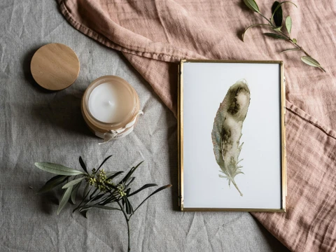 Image of a feather watercolor painting by Shayna Larsen, originals & prints available