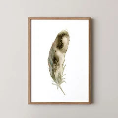 Image of a feather watercolor painting by Shayna Larsen, originals & prints available