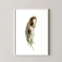 Image of a feather watercolor painting by Shayna Larsen, originals & prints available
