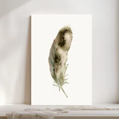 Image of a feather watercolor painting by Shayna Larsen, originals & prints available