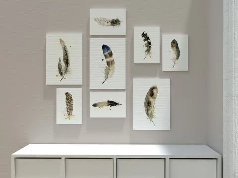 Image of a feather watercolor painting by Shayna Larsen, originals & prints available