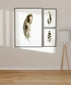 Image of a feather watercolor painting by Shayna Larsen, originals & prints available