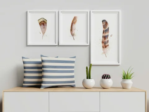Image of a feather watercolor painting by Shayna Larsen, originals & prints available