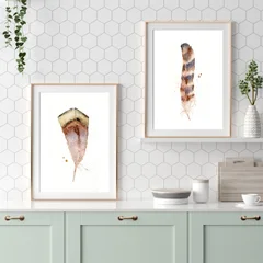 Image of a feather watercolor painting by Shayna Larsen, originals & prints available
