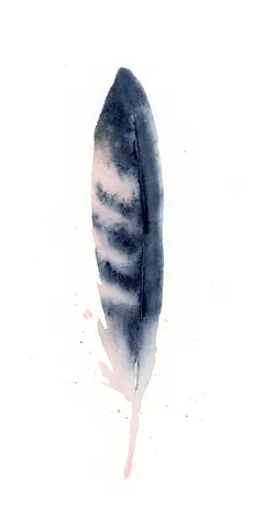 Image of a feather watercolor painting by Shayna Larsen, originals & prints available