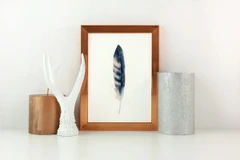 Image of a feather watercolor painting by Shayna Larsen, originals & prints available
