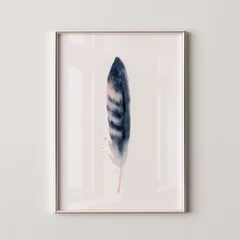 Image of a feather watercolor painting by Shayna Larsen, originals & prints available