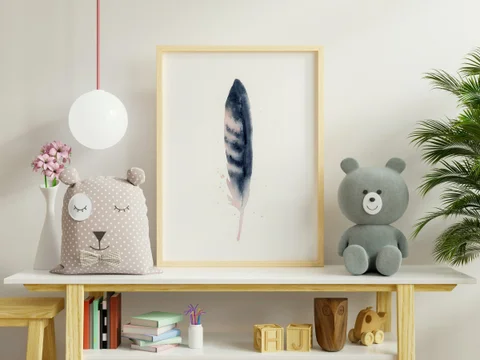 Image of a feather watercolor painting by Shayna Larsen, originals & prints available