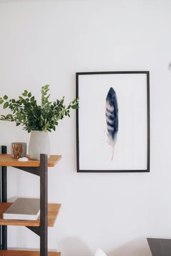 Image of a feather watercolor painting by Shayna Larsen, originals & prints available