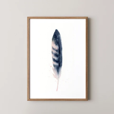 Image of a feather watercolor painting by Shayna Larsen, originals & prints available