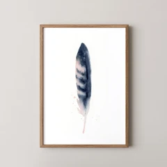 Image of a feather watercolor painting by Shayna Larsen, originals & prints available