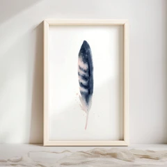 Image of a feather watercolor painting by Shayna Larsen, originals & prints available