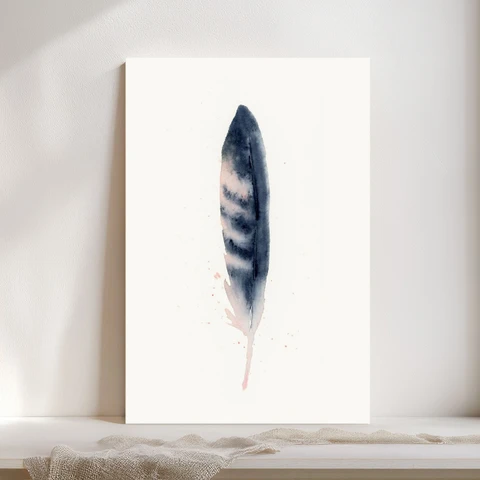Image of a feather watercolor painting by Shayna Larsen, originals & prints available
