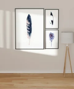 Image of a feather watercolor painting by Shayna Larsen, originals & prints available