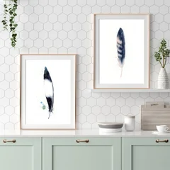 Image of a feather watercolor painting by Shayna Larsen, originals & prints available