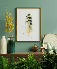Image of a feather watercolor painting by Shayna Larsen, originals & prints available