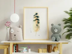 Image of a feather watercolor painting by Shayna Larsen, originals & prints available