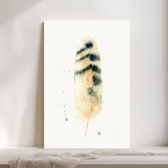 Image of a feather watercolor painting by Shayna Larsen, originals & prints available