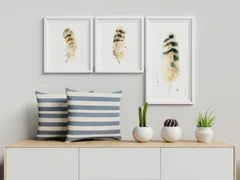 Image of a feather watercolor painting by Shayna Larsen, originals & prints available
