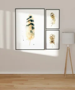 Image of a feather watercolor painting by Shayna Larsen, originals & prints available