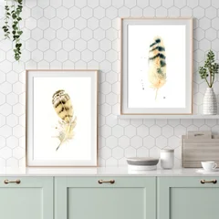 Image of a feather watercolor painting by Shayna Larsen, originals & prints available