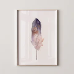 Image of a feather watercolor painting by Shayna Larsen, originals & prints available