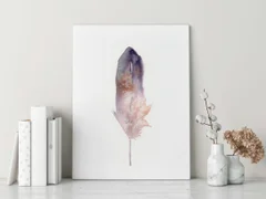 Image of a feather watercolor painting by Shayna Larsen, originals & prints available