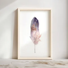 Image of a feather watercolor painting by Shayna Larsen, originals & prints available
