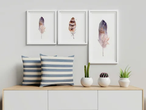 Image of a feather watercolor painting by Shayna Larsen, originals & prints available