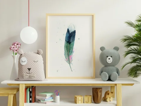 Image of a feather watercolor painting by Shayna Larsen, originals & prints available