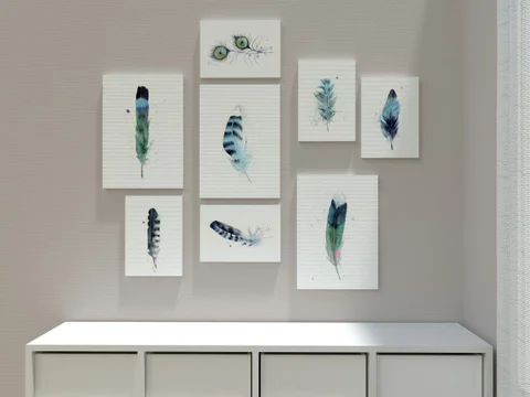 Image of a feather watercolor painting by Shayna Larsen, originals & prints available