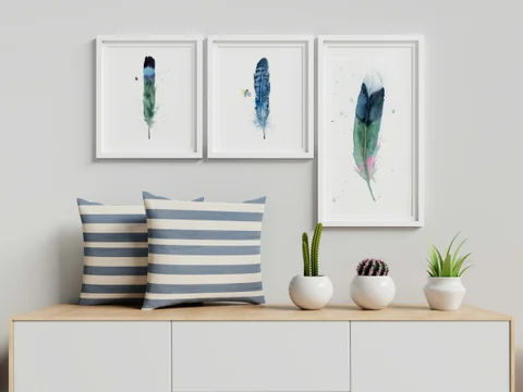 Image of a feather watercolor painting by Shayna Larsen, originals & prints available