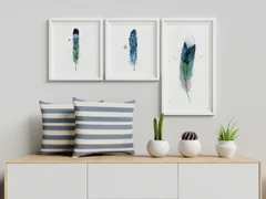 Image of a feather watercolor painting by Shayna Larsen, originals & prints available