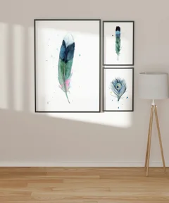 Image of a feather watercolor painting by Shayna Larsen, originals & prints available
