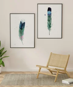 Image of a feather watercolor painting by Shayna Larsen, originals & prints available