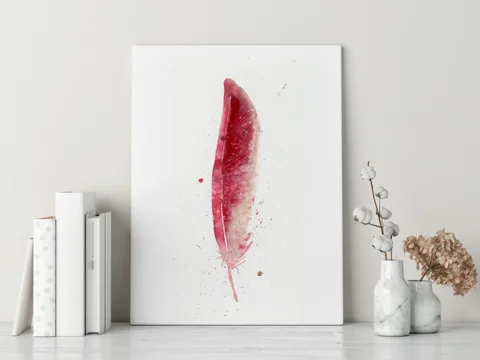 Image of a feather watercolor painting by Shayna Larsen, originals & prints available