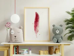 Image of a feather watercolor painting by Shayna Larsen, originals & prints available