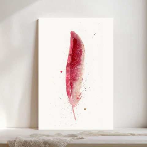 Image of a feather watercolor painting by Shayna Larsen, originals & prints available