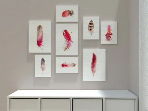 Image of a feather watercolor painting by Shayna Larsen, originals & prints available