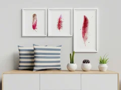Image of a feather watercolor painting by Shayna Larsen, originals & prints available