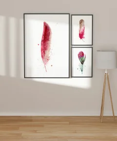 Image of a feather watercolor painting by Shayna Larsen, originals & prints available