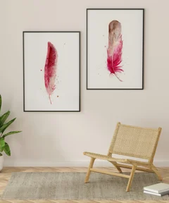 Image of a feather watercolor painting by Shayna Larsen, originals & prints available