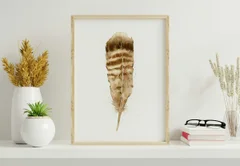 Image of a feather watercolor painting by Shayna Larsen, originals & prints available
