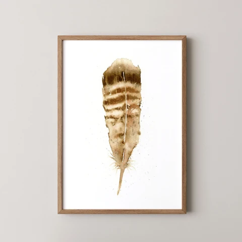 Image of a feather watercolor painting by Shayna Larsen, originals & prints available